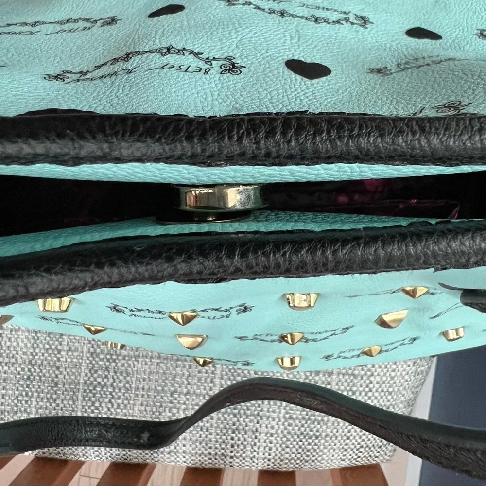 Betsey Johnson Teal Tote Bag with Gold Accents - Picture 14 of 16
